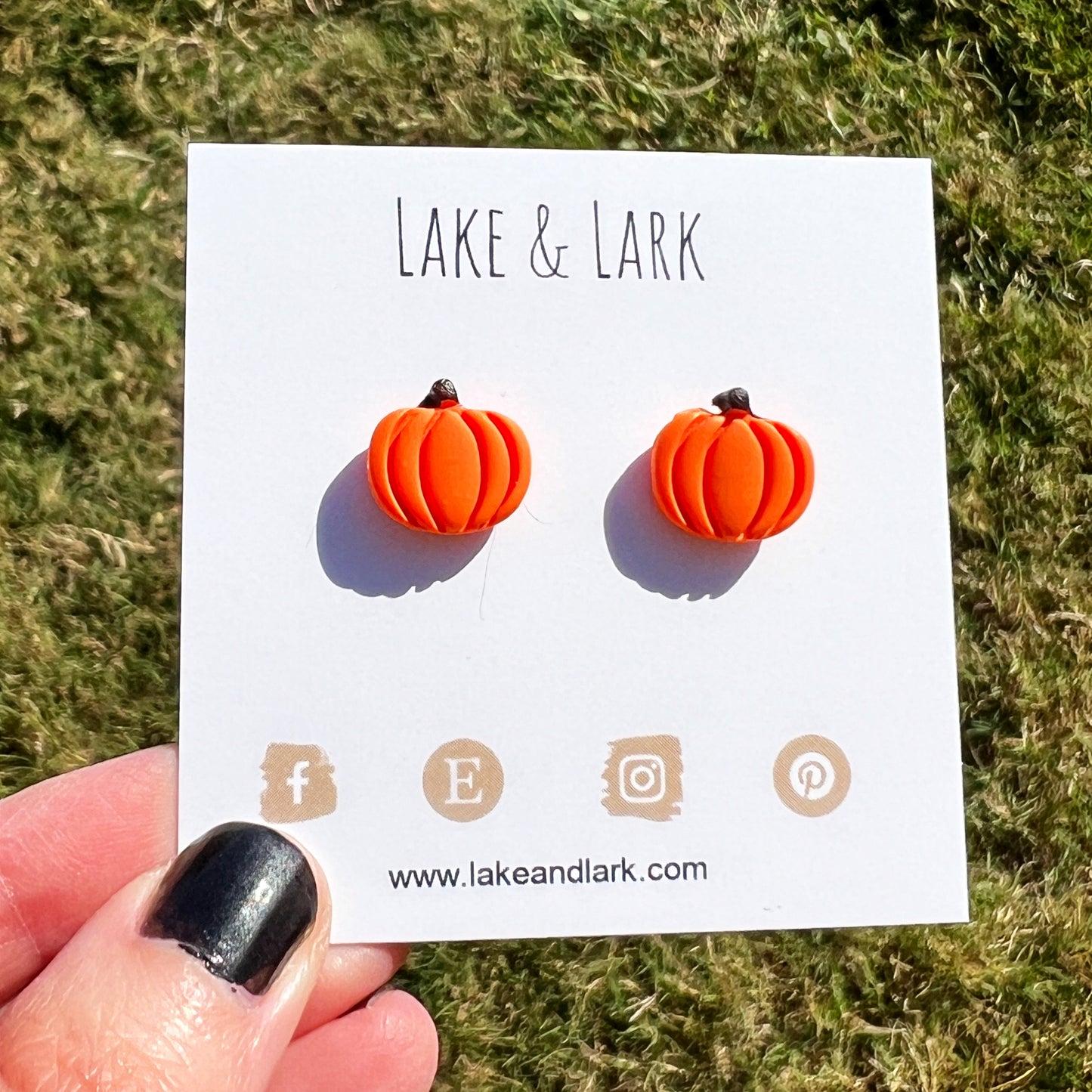 tiny fall pumpkin clay stud earrings