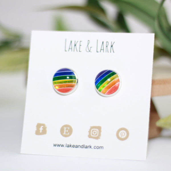 translucent rainbow stud earrings