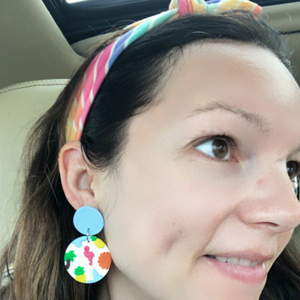 summer tropical vacation clay earrings