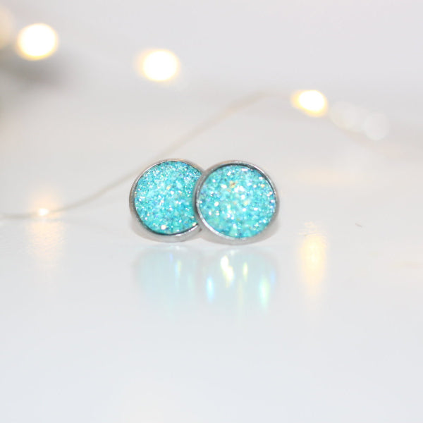 turquoise druzy stud earrings