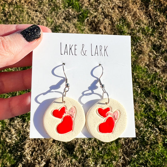 valentine heart slice bake cookie earrings