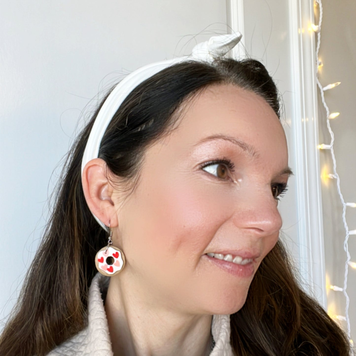 valentines day heart donut earrings