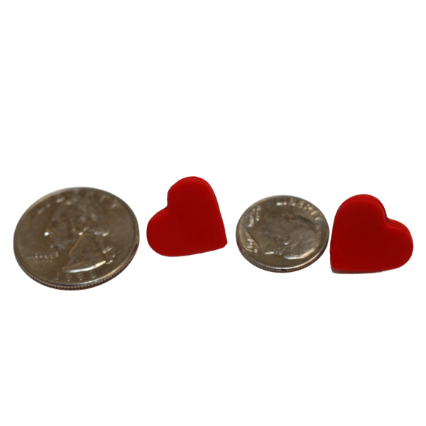 red heart stud earring sizing