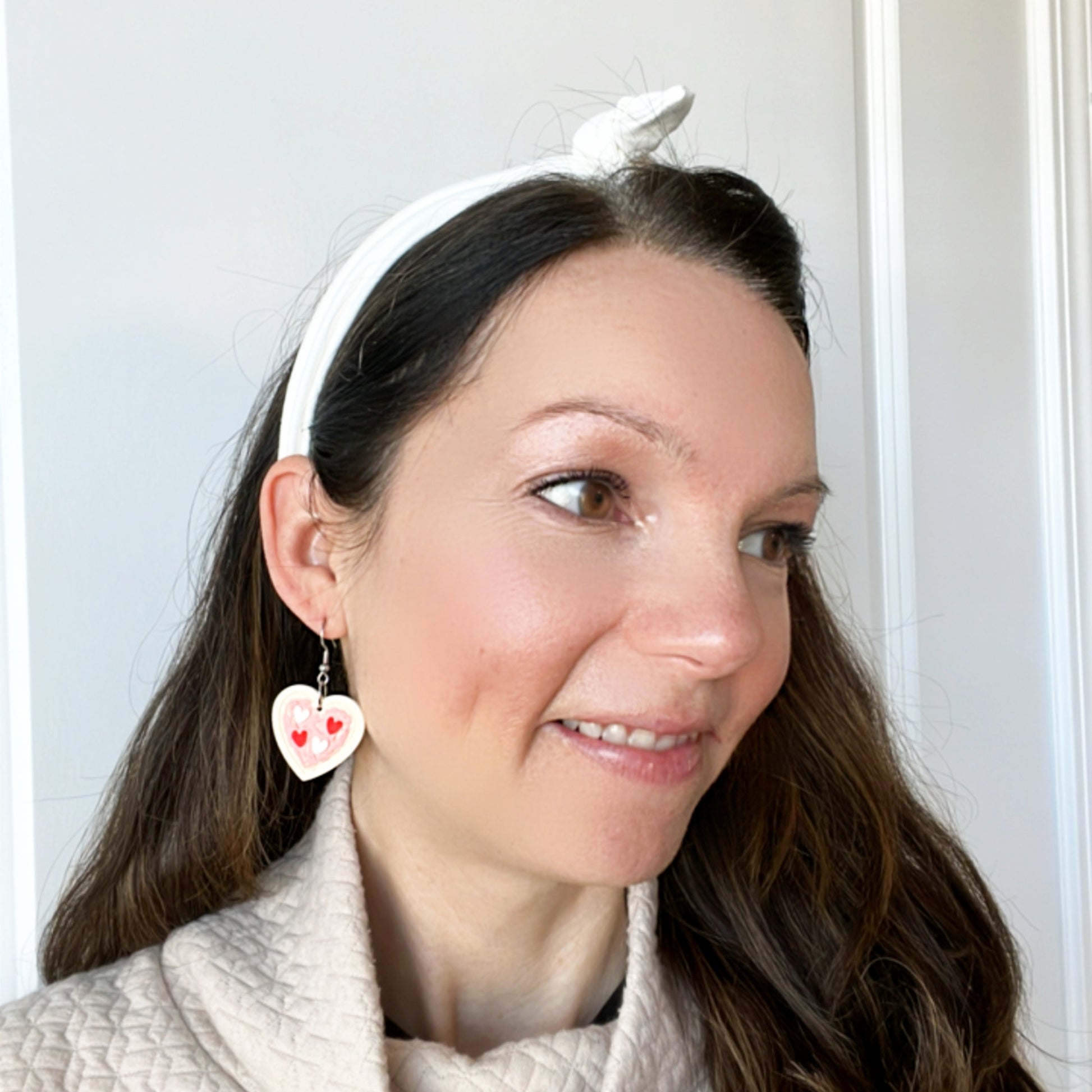 heart sugar cookie clay valentine earrings