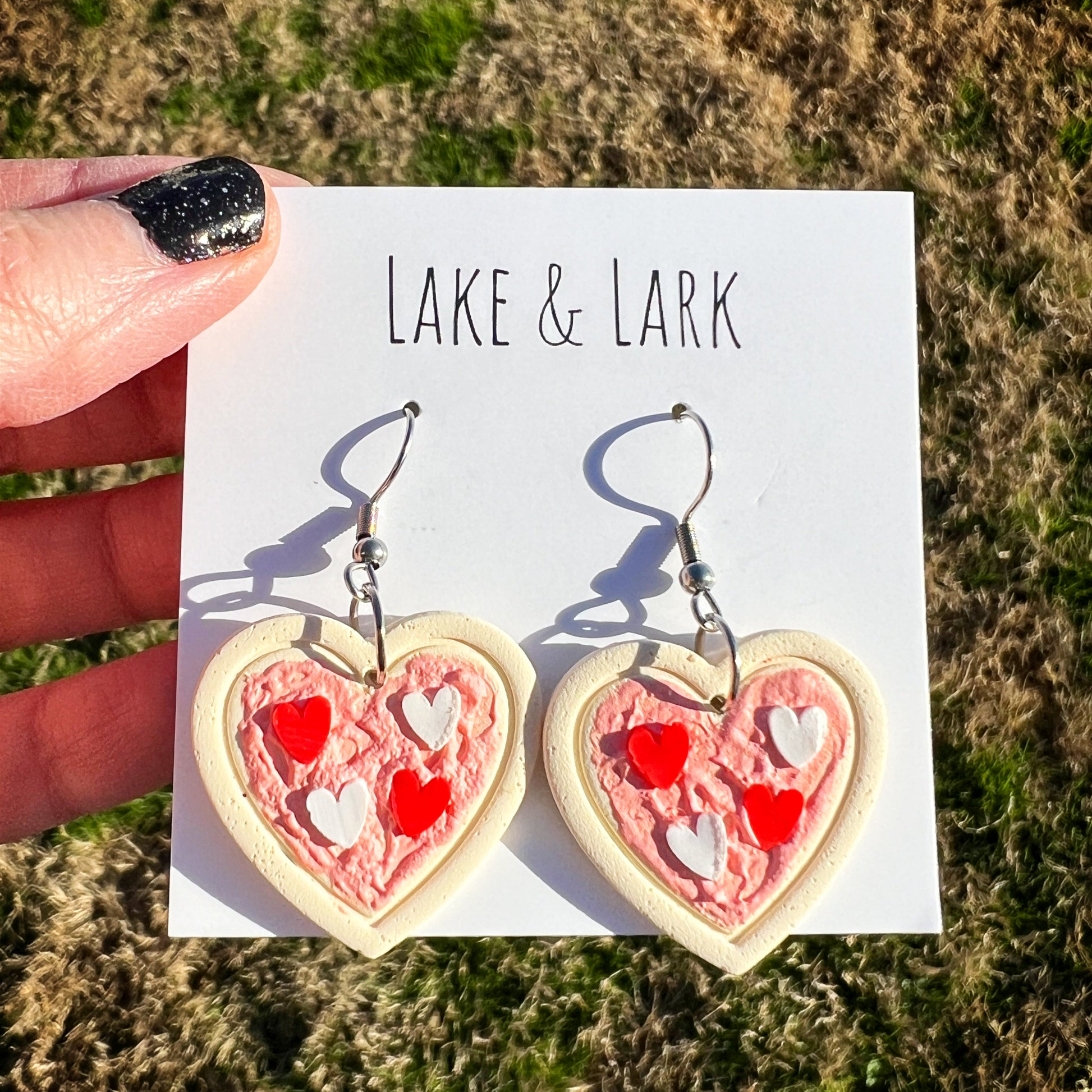 heart shaped valentine sugar cookie earrings