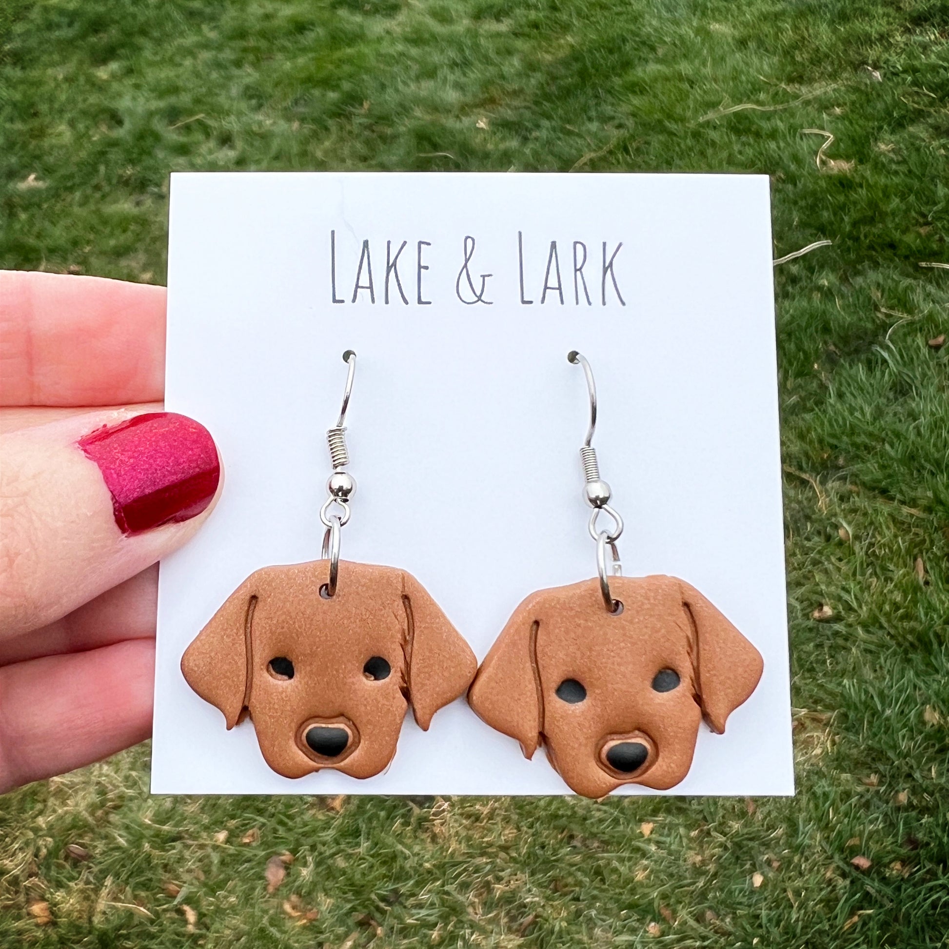 vizsla clay dog earrings