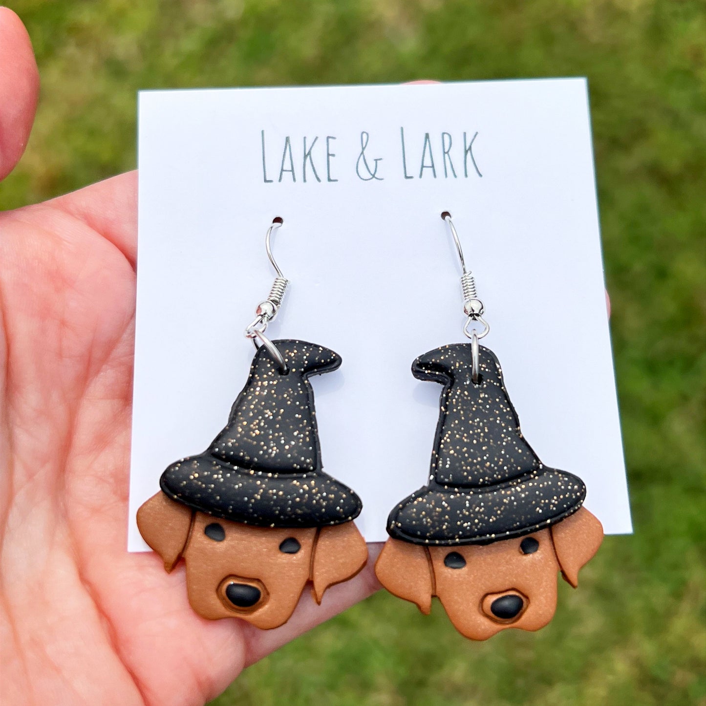 vizsla dog halloween witch earrings lake lark