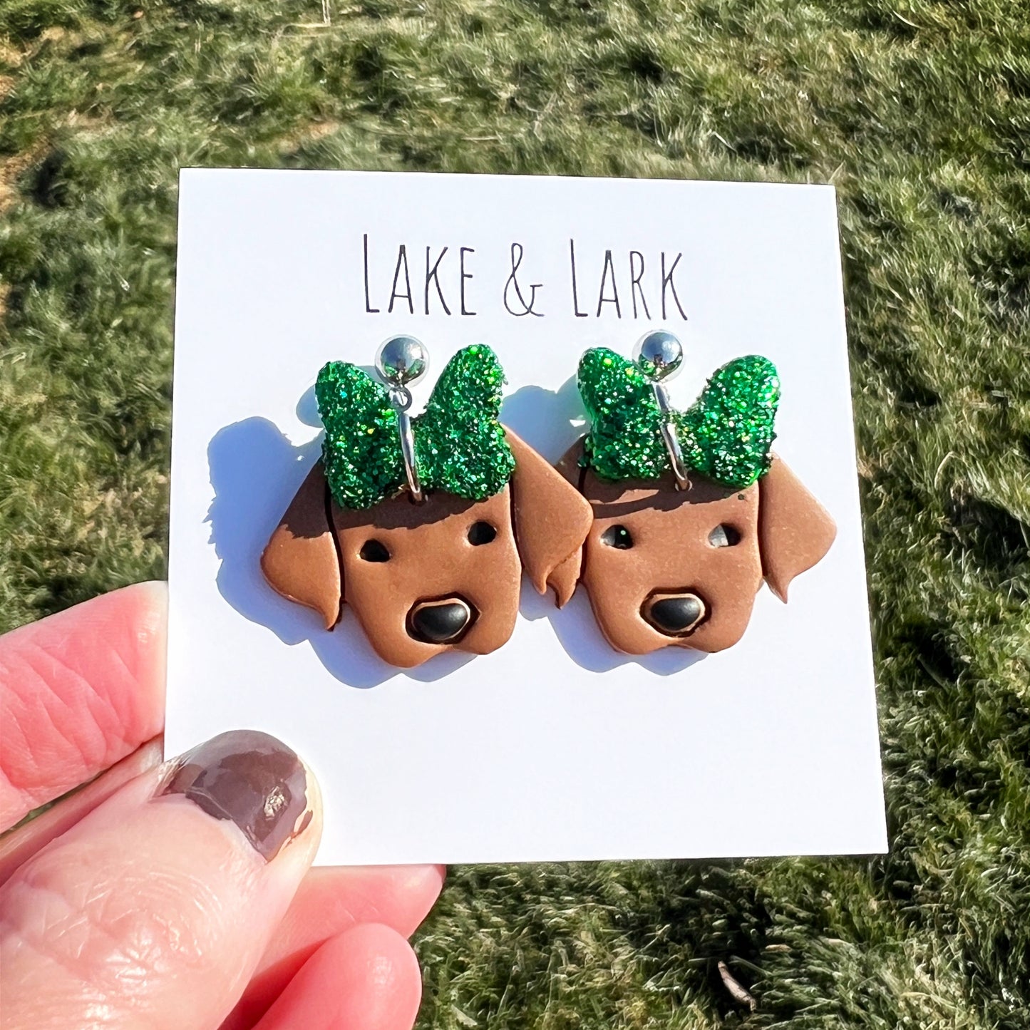 vizsla dog saint patricks day earrings lake lark