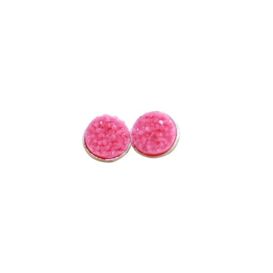 watermelon pink druzy stud earrings