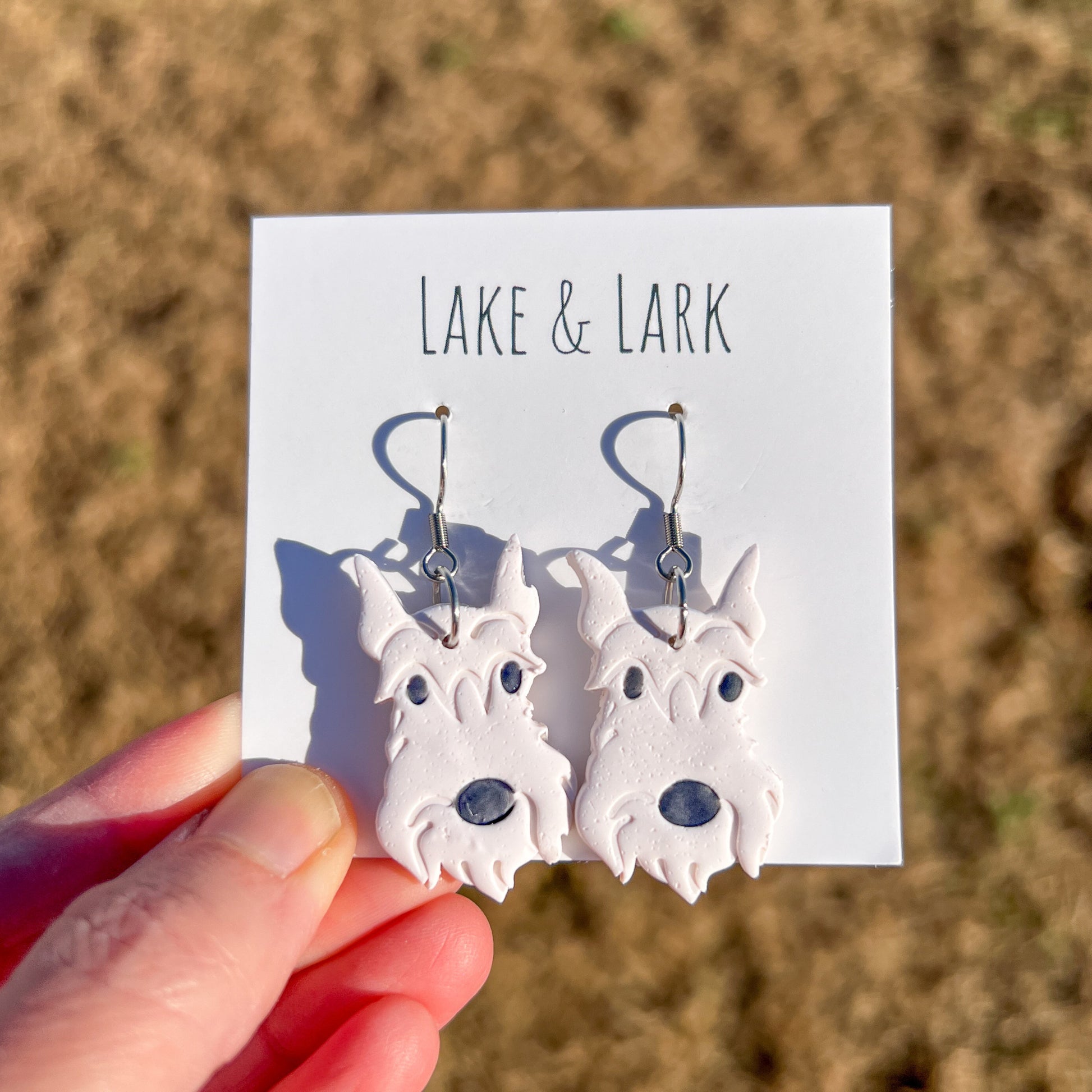 Schnauzer Dog Clay Earrings - Lake and Lark