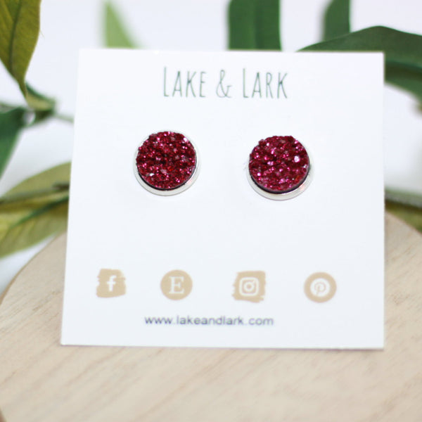 deep red stud earrings