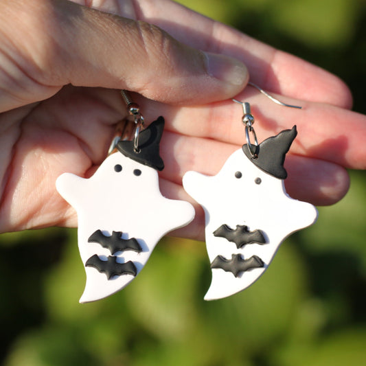 bat witch ghost halloween earrings