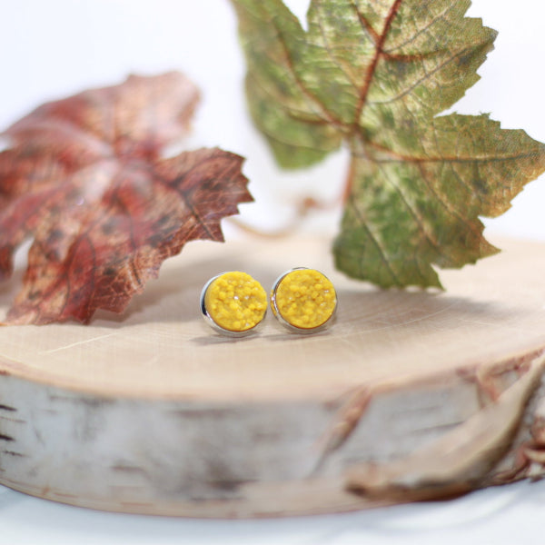 mustard yellow stud earrings