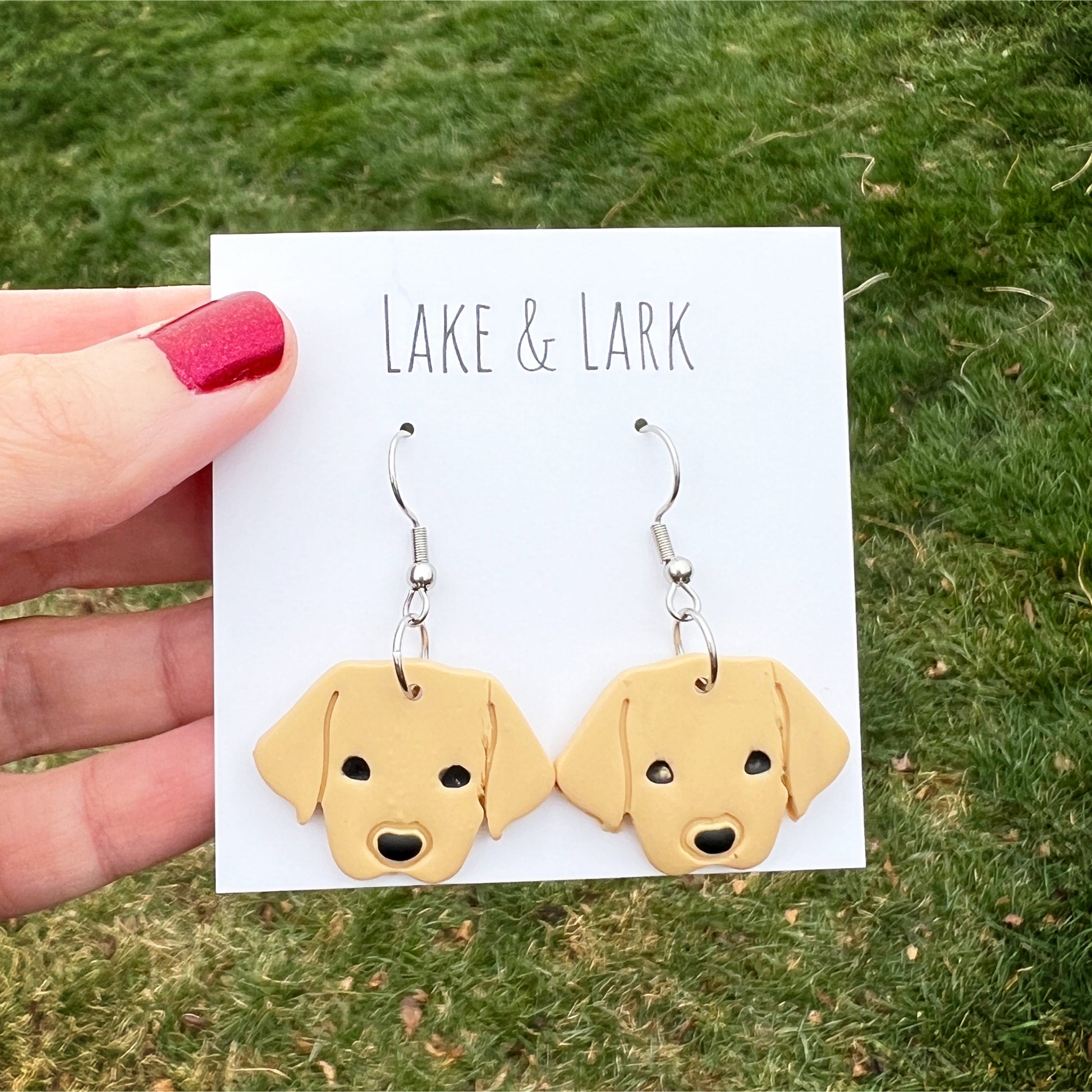 golden retriever yellow labrador clay earrings