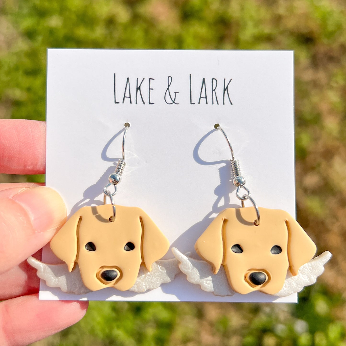 yellow labrador retriever angel memorial earrings lake lark pet loss