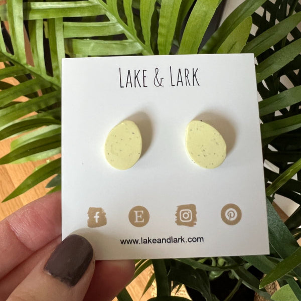 yellow speckled easter egg stud earrings lake lark (1)