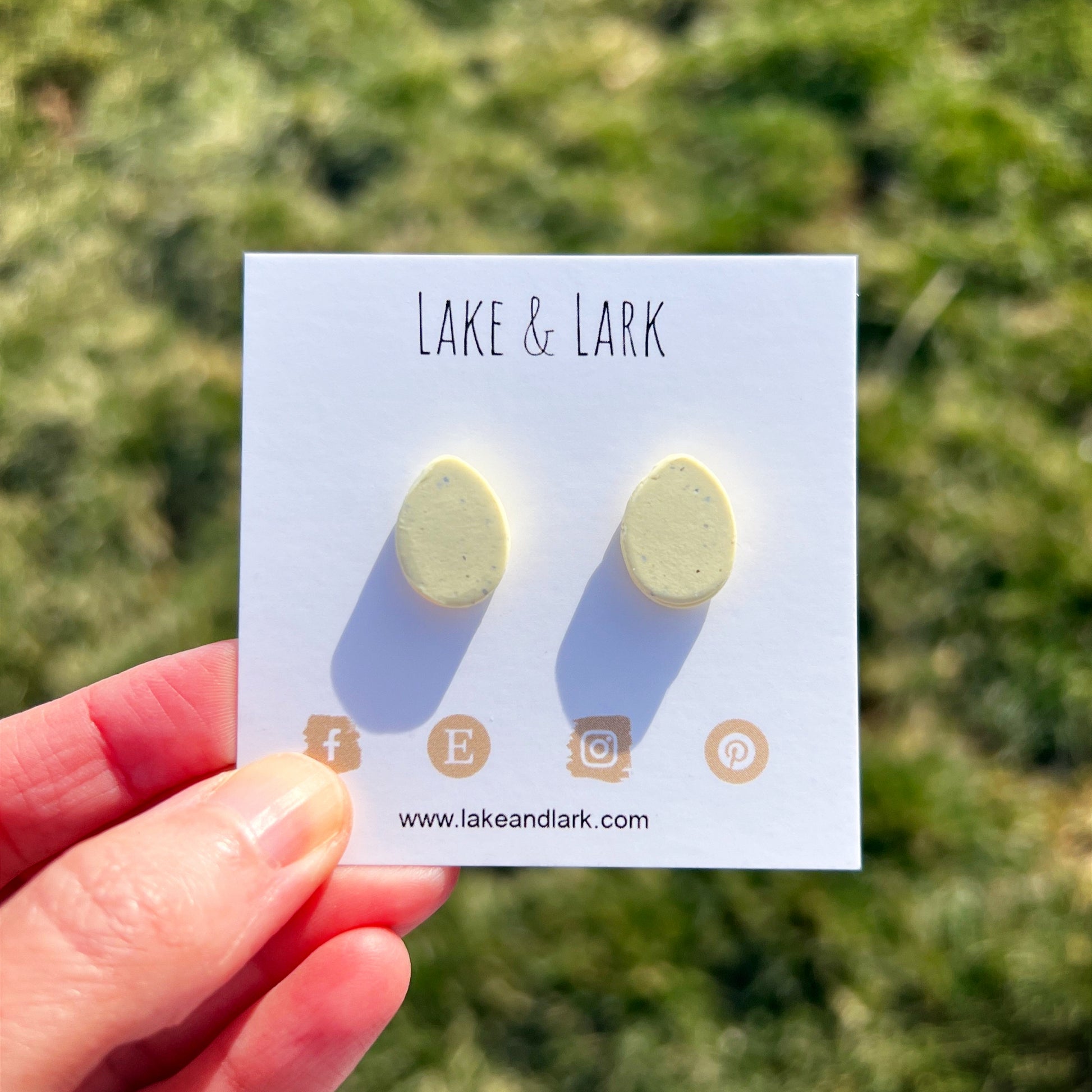 yellow speckled egg easter stud earrings lake lark